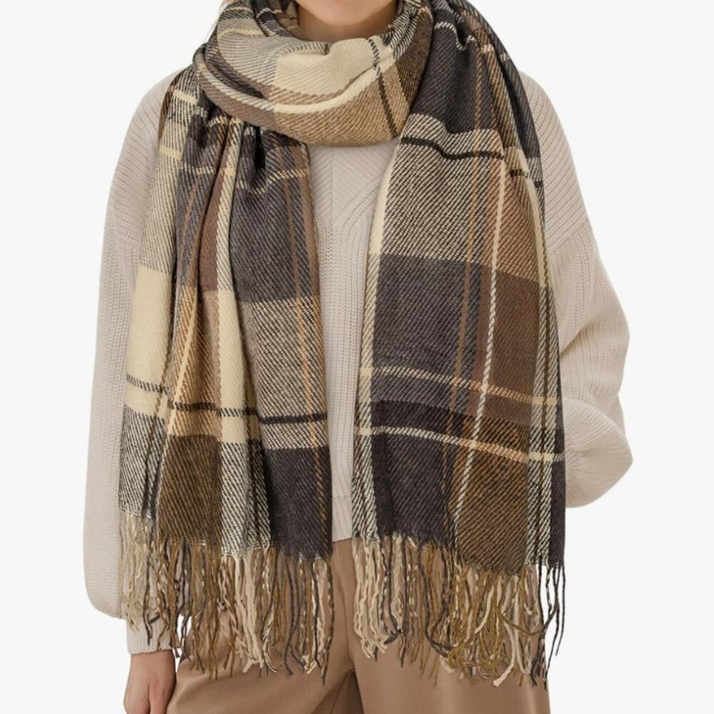 Khaki Brown  Soft Oversized Fall Scarf – Warm, Stylish